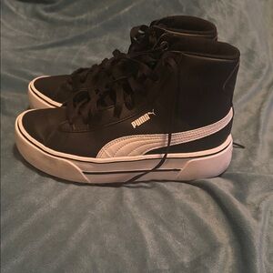 Puma Black and White High-Top Sneakers